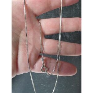 Italian 925 Sterling Silver Box Chain Necklace Vintage